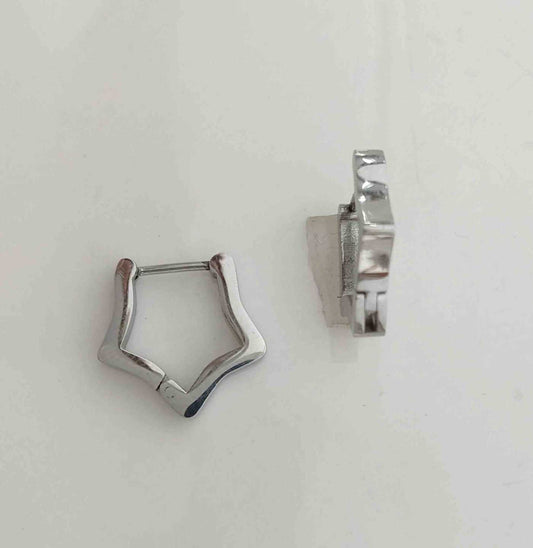 Aro Argolla Acero Inoxitable Plateado Estrella 3.0/17mm