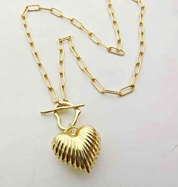 Collar Bañado en Oro Colgande Corazon Linas 50cm
