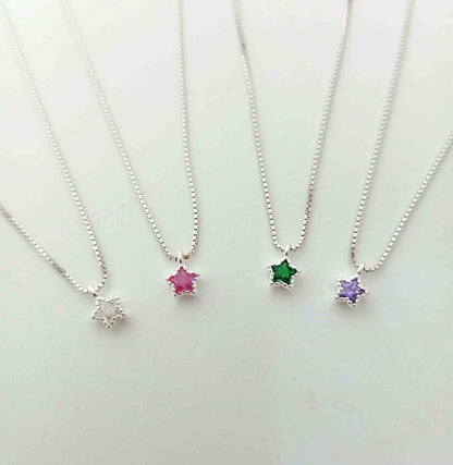 Collar Plata925 Estrella Mini Circon Colores