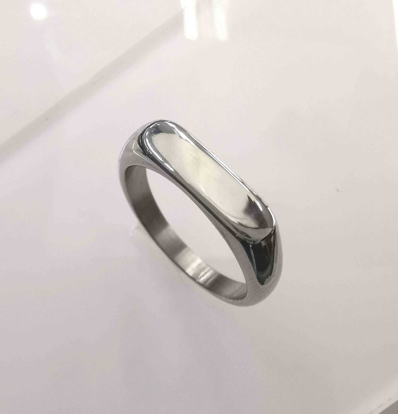 Anillo Acero inoxidable Acero Plateado Liso