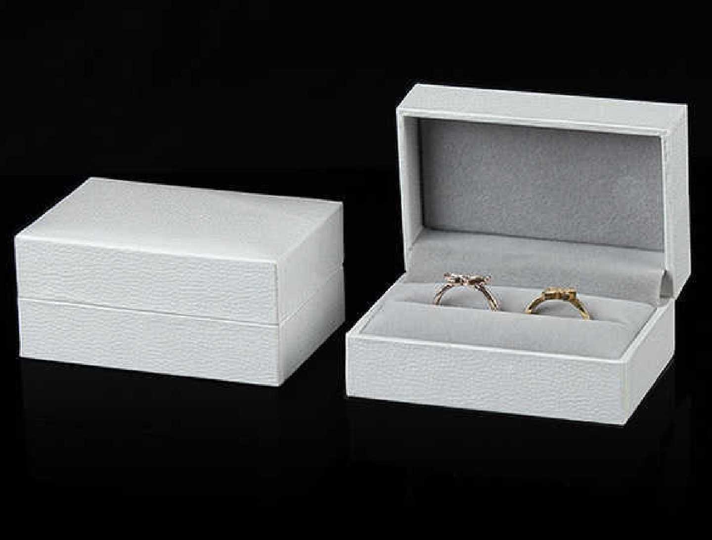 Caja 2 Anillo Ecocuero Blanco