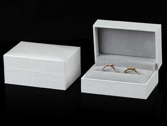 Caja 2 Anillo Ecocuero Blanco