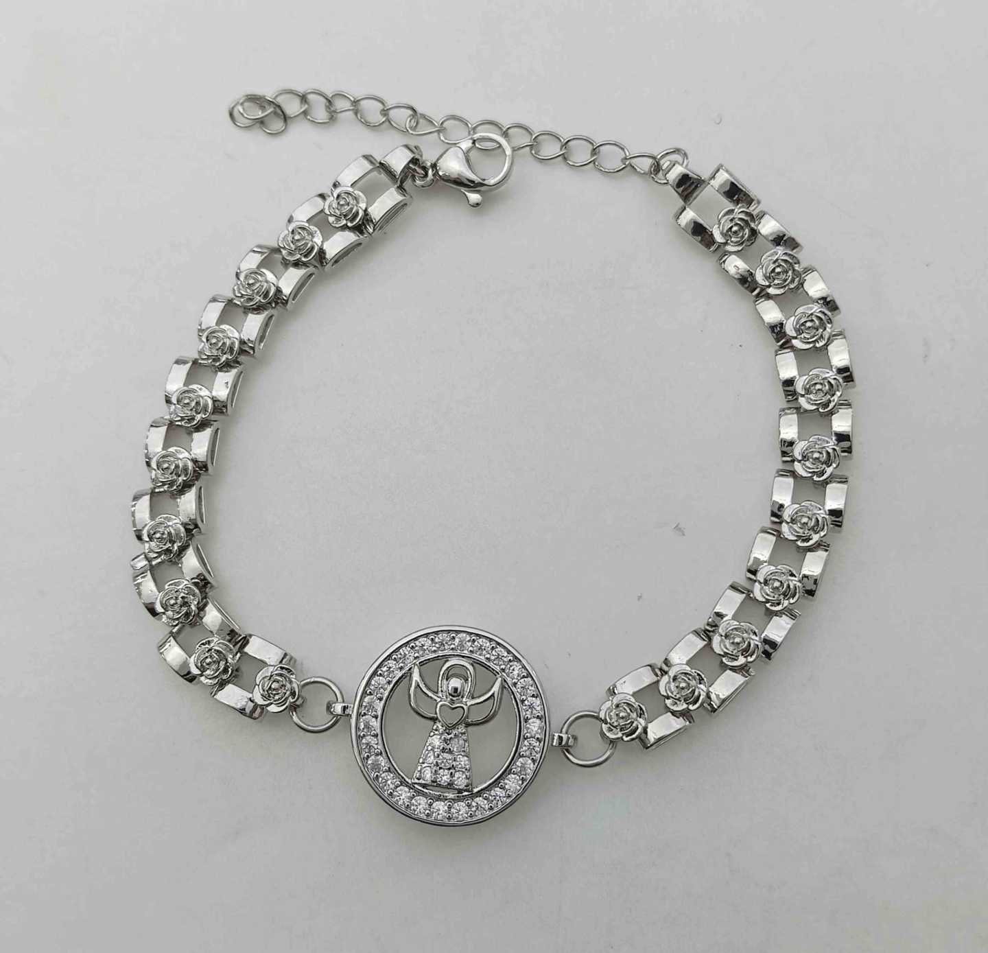 Pulsera Bañado en Plata Angel Circulo Circones