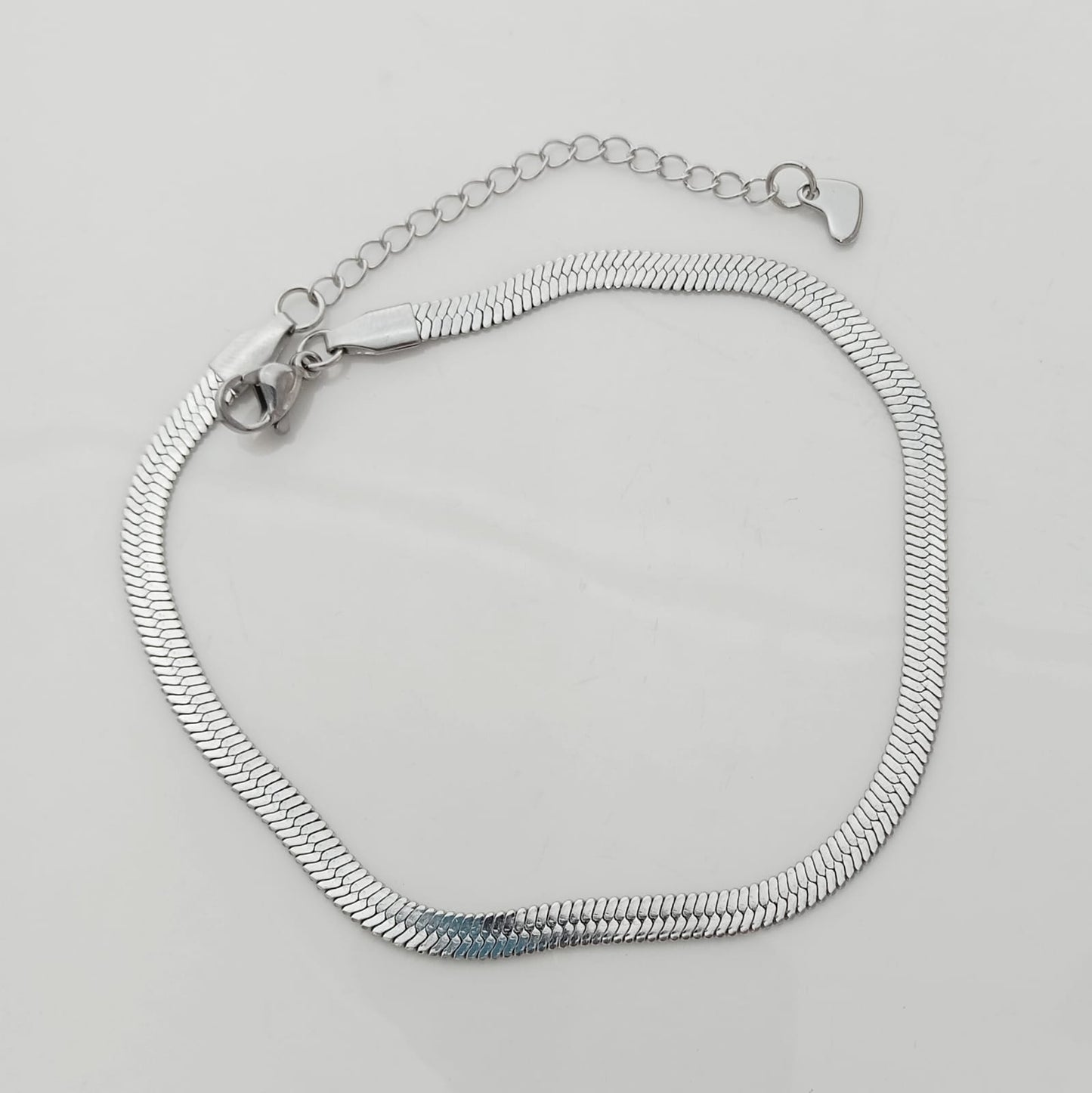 Tobillera Plateado Cadena Tope Plano 4mm