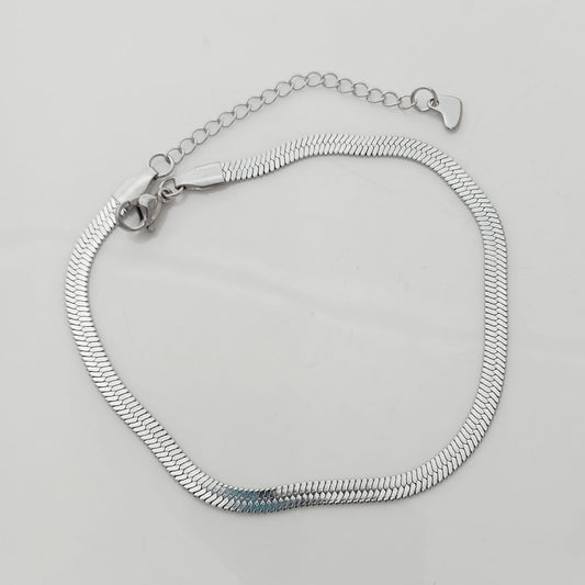 Tobillera Plateado Cadena Tope Plano 4mm