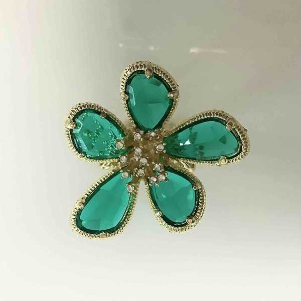 Anillo Fantacia Bañado en Oro Flor Cristal Colores Grande Ajustable