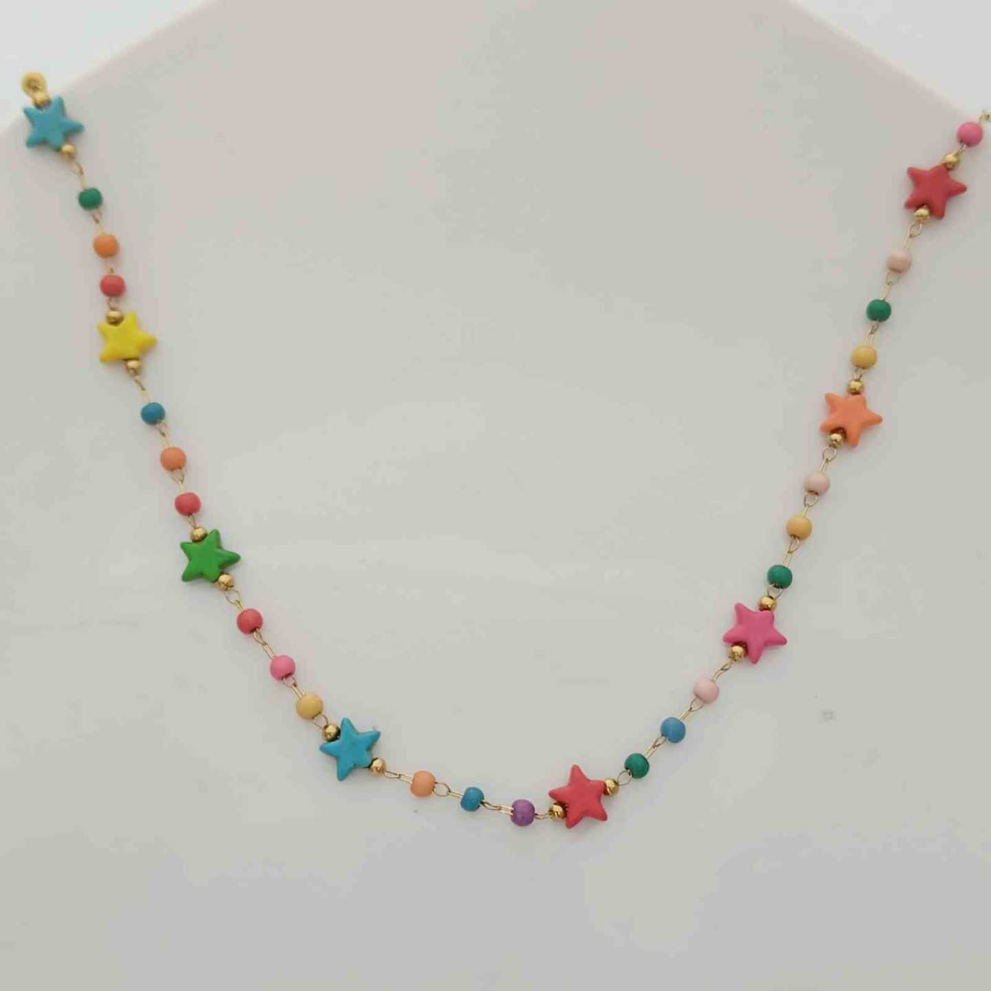 Collar Acero Dorado Estrella Colores 