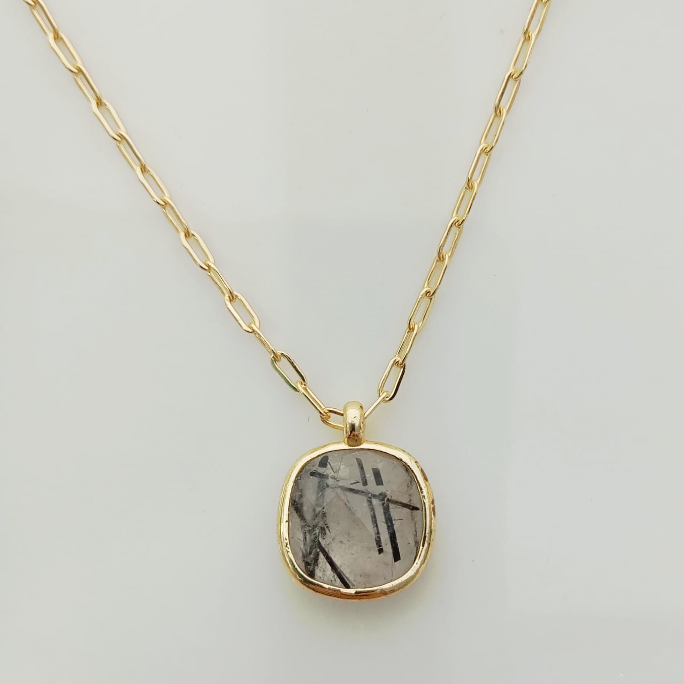 Collar Bañado en Oro 18K Colgante Piedras