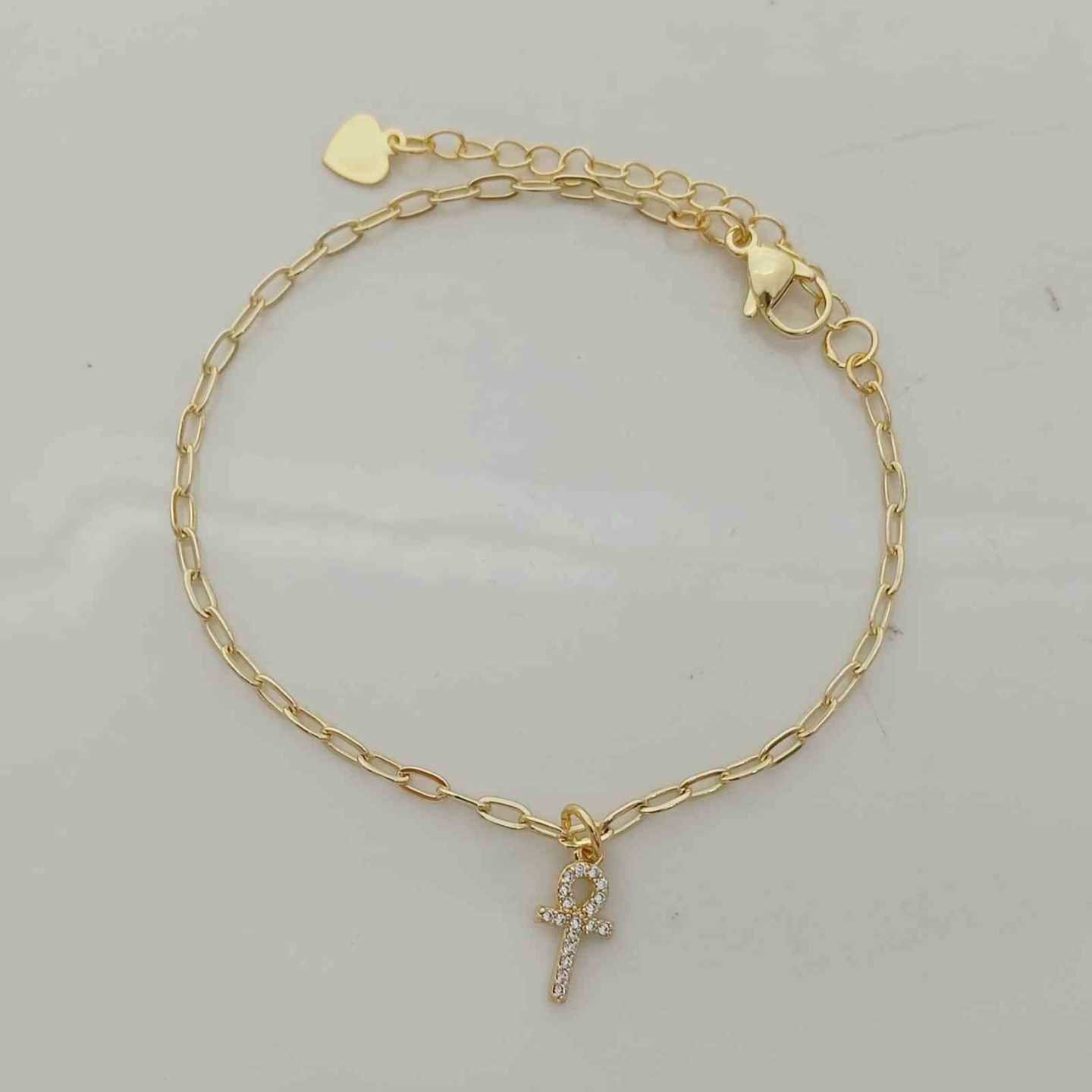 Pulsera Bañado Oro Colgante La cruz ANKH Circones 