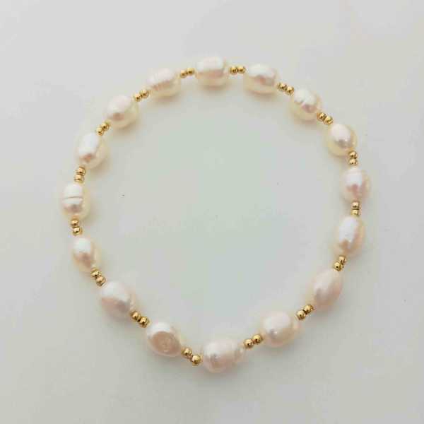 Pulsera bañado en Oro 18K Perla Rio Elastica
