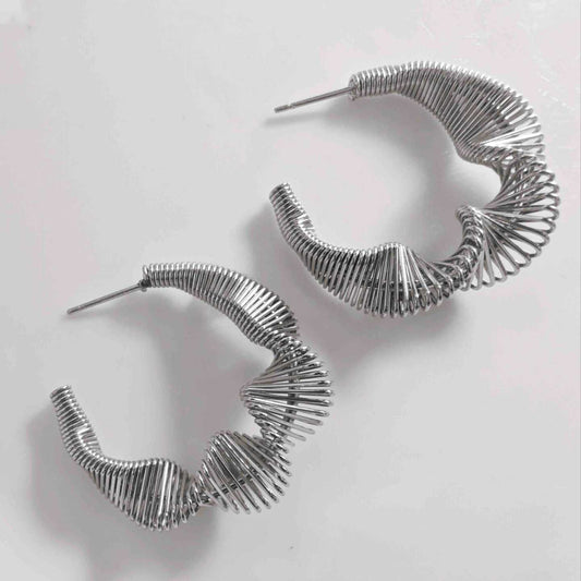 Aro Acero Inoxitable Plateado Ovalo Hilo Distorsión