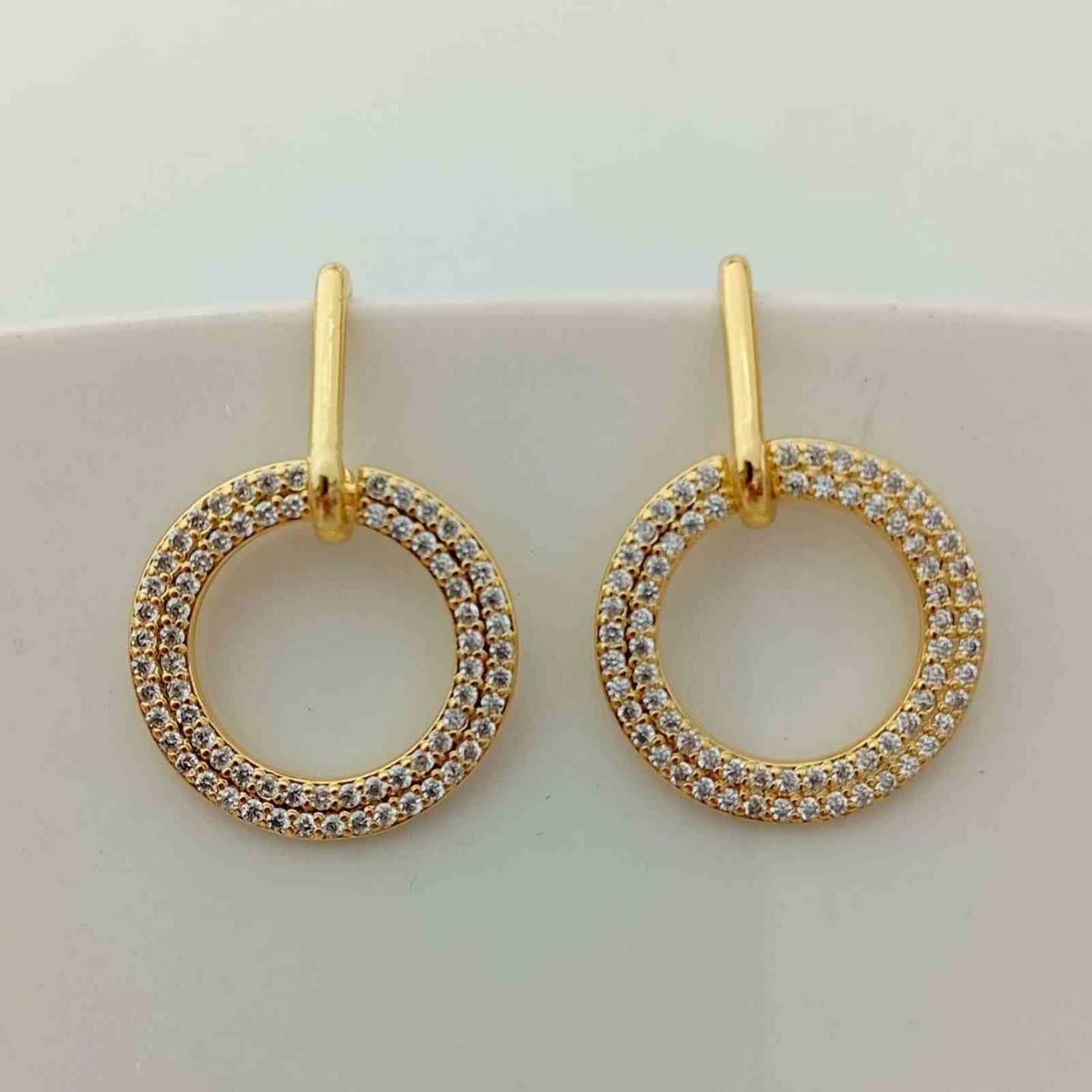 Aro Bañado en Oro 18k Colgante Circulo Circones