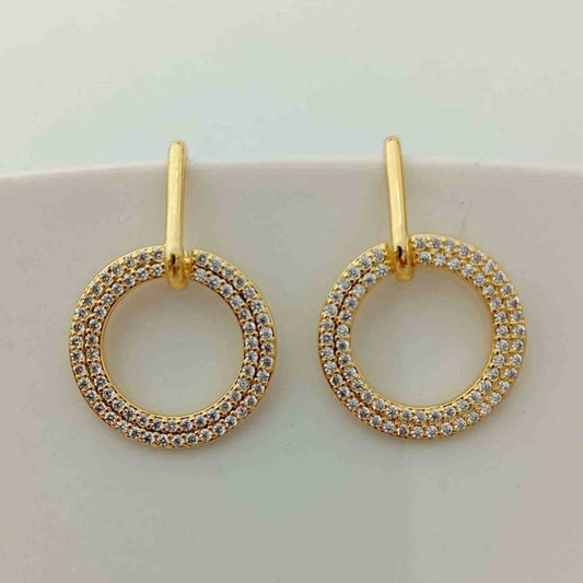 Aro Bañado en Oro 18k Colgante Circulo Circones