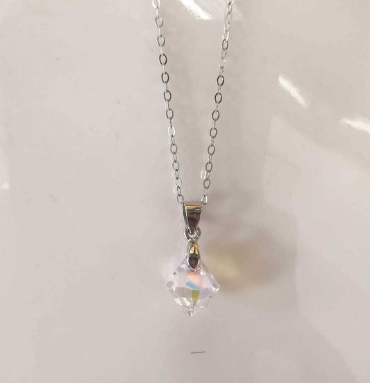 Collar Plata Cristal Rombo 45cm