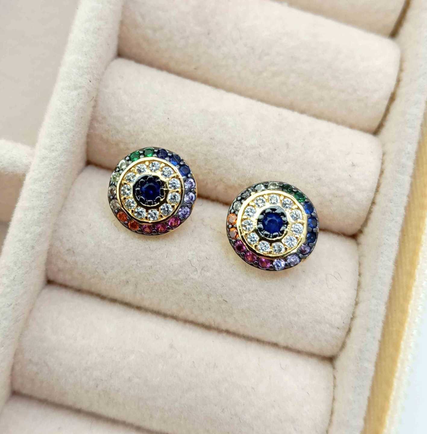 Aro Bañado en Oro Ojo Turco Circones Colores