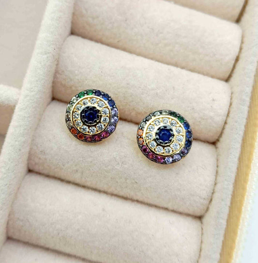 Aro Bañado en Oro Ojo Turco Circones Colores