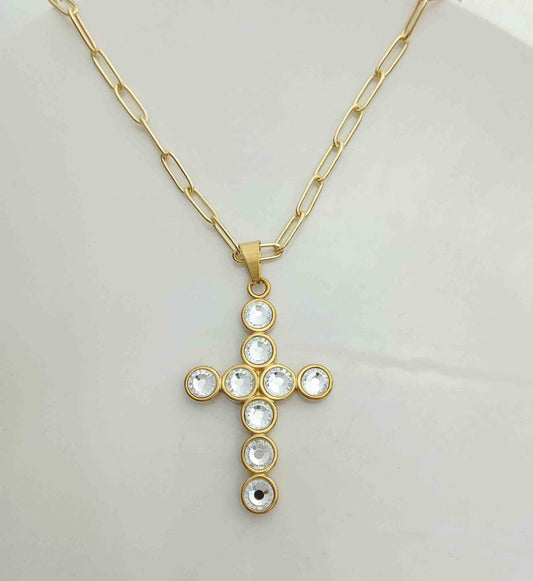 Collar Dorado Cruz Circones Grande