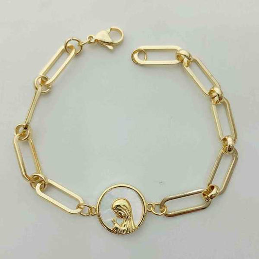 Pulsera Bañado en Oro 18k Virgen Niña Nacal