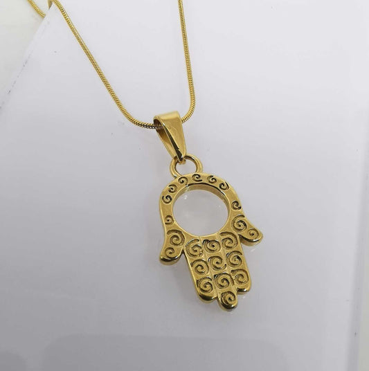 Collar Dorado Mano Hueco