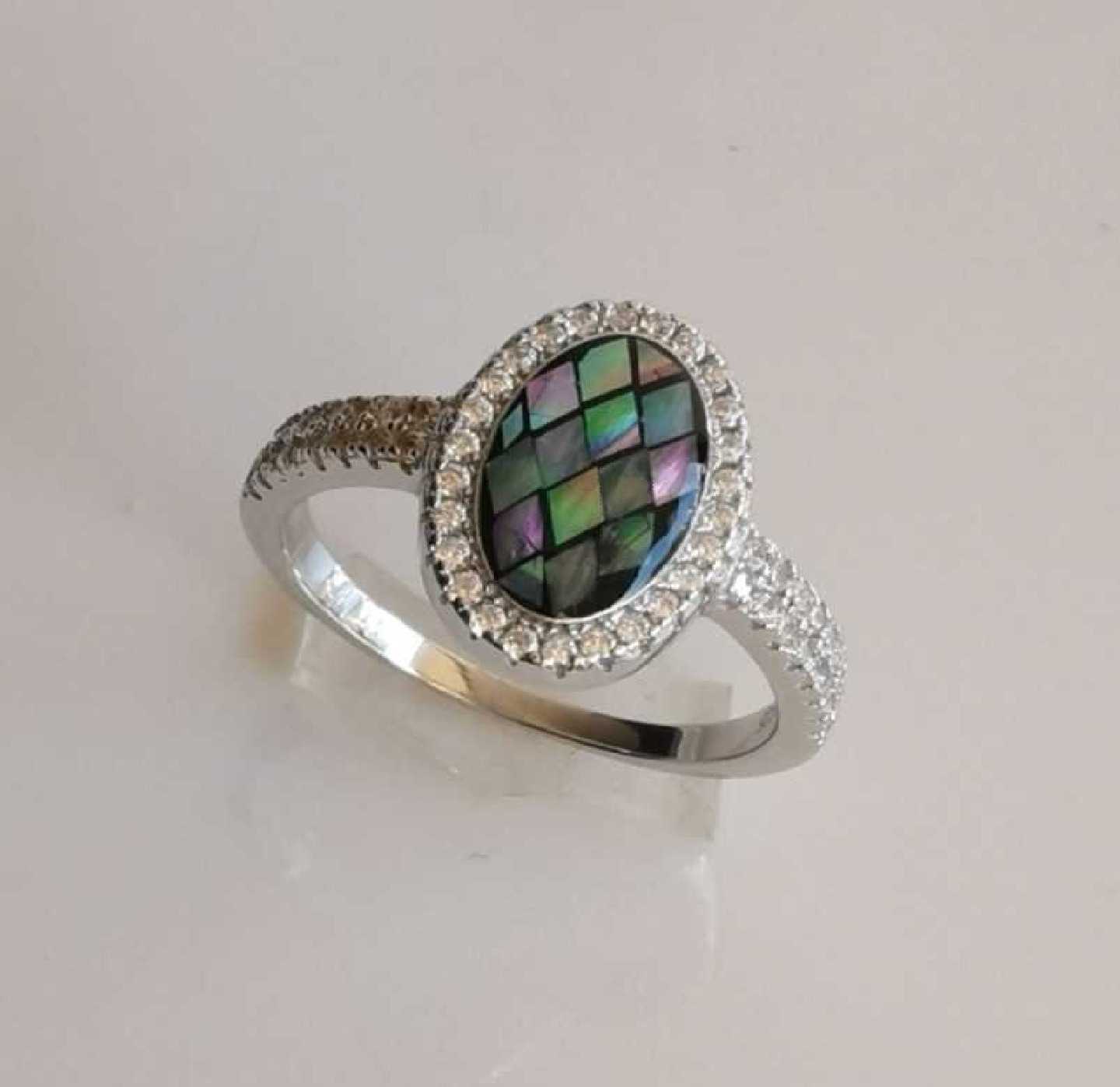 Anillo Plata925 Medio Cintillo Nacar de Loco