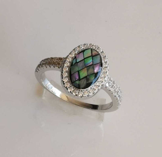 Anillo Plata925 Medio Cintillo Nacar de Loco