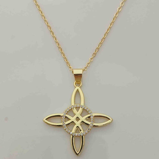 Collar Bañado En Oro Colgante Nudo de Bruja Circones 