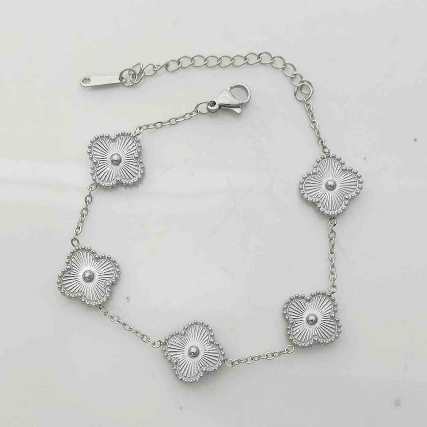 Pulsera de Acero Plateada 5 Trebol 