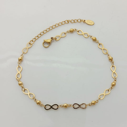 Tobillera Dorado Infinito Pelotitas