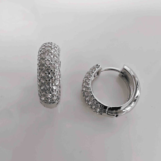 Aro Bañado Plata Argolla Medio Sintillo 19x6mm