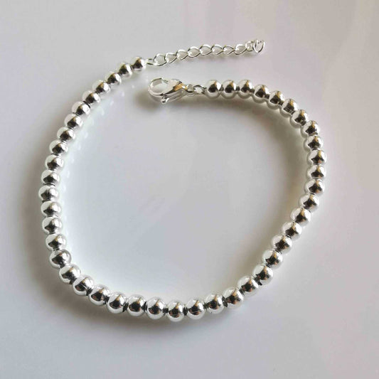 Pulsera Plateada Pelotitas Lisa
