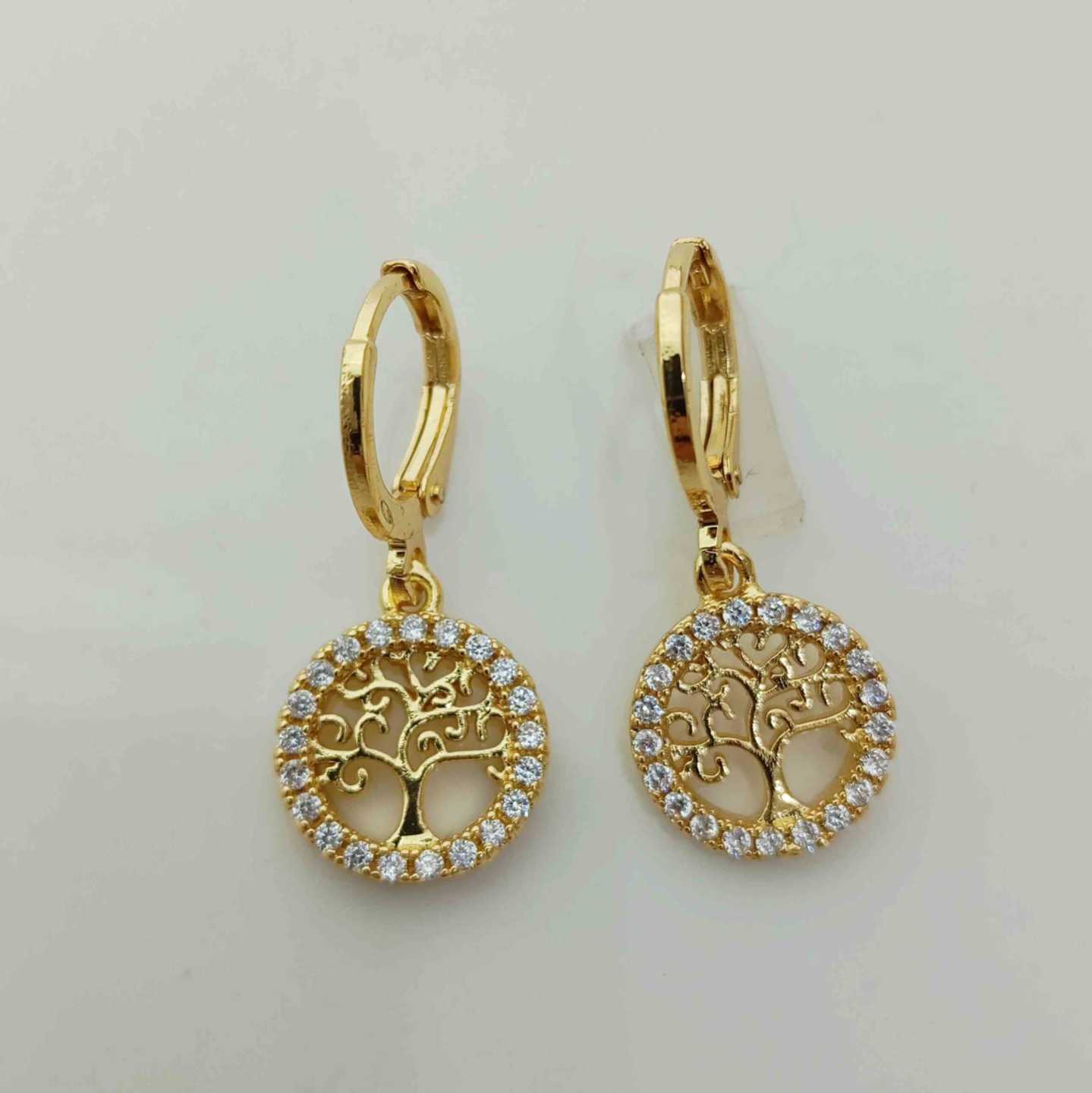Aro Bañado en Oro 18k Argolla Colgante Arbol Circones