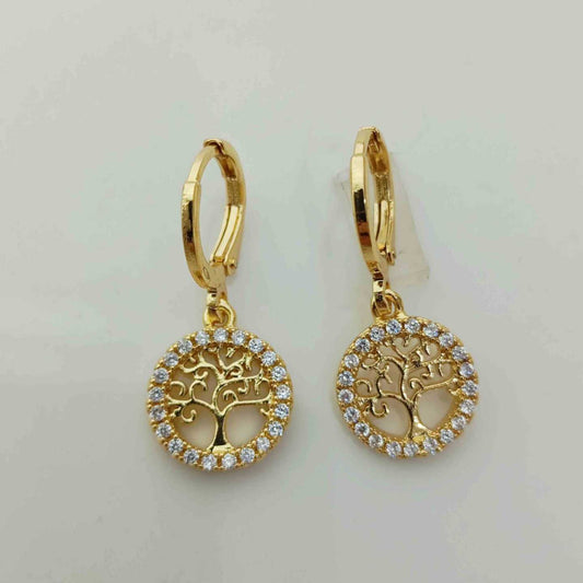 Aro Bañado en Oro 18k Argolla Colgante Arbol Circones