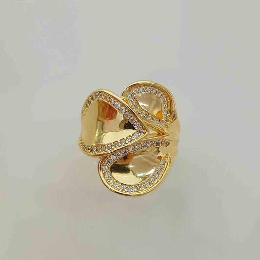 Anillo Bañado Oro 3 Pétalo Circones Ajustable 