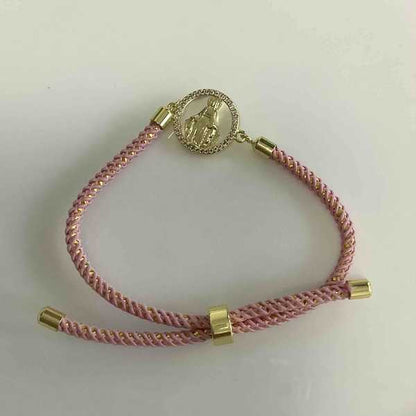 Pulsera Bañado Oro Virgen en Nacal Hilo Colores Ajustable