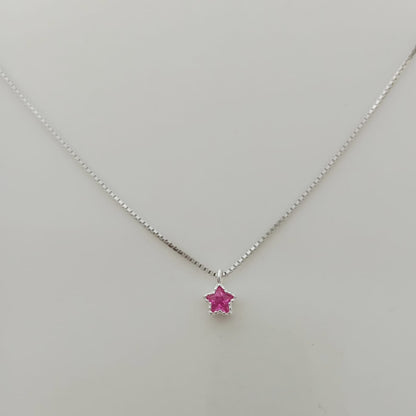 Collar Plata925 Estrella Mini Circon Colores