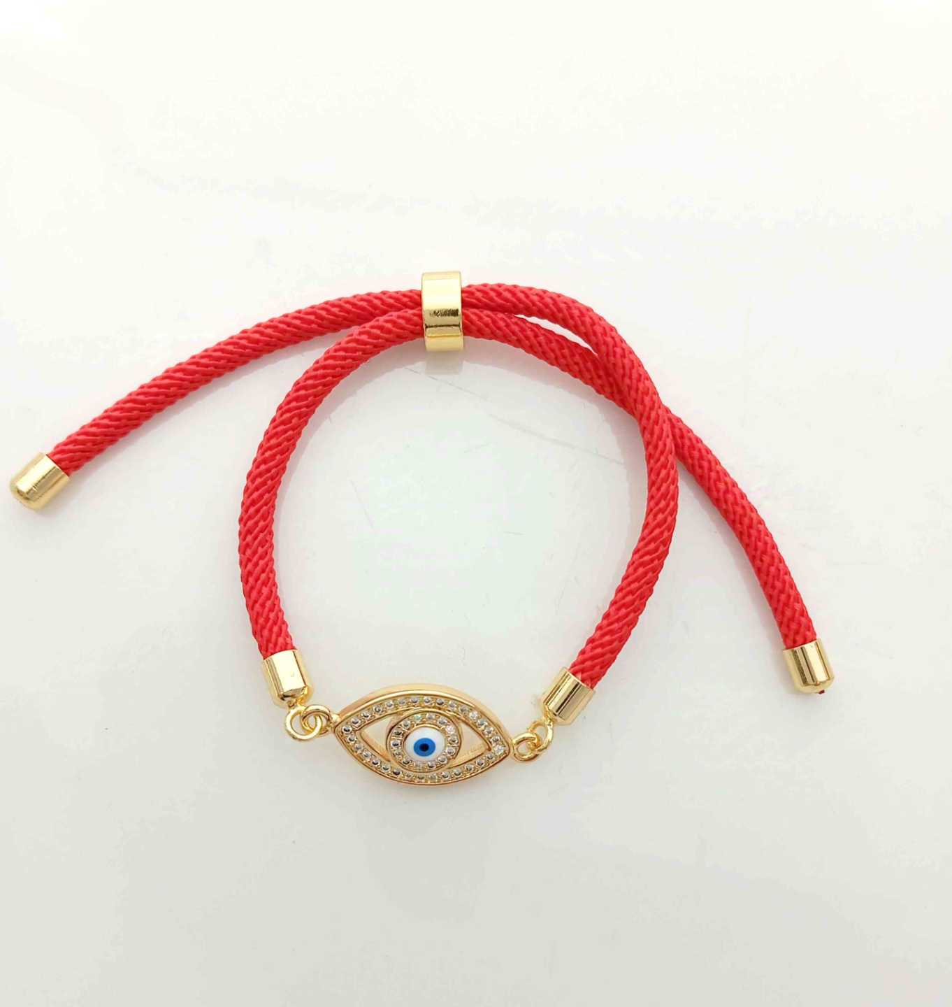 Pulsera Hilo Rojo Ojo Turco Bañado en Oro 18k