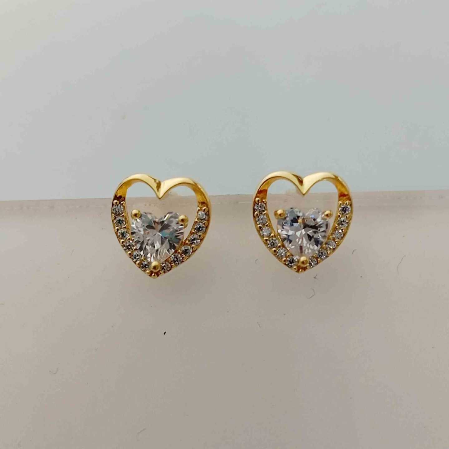 Aro Plata 925 Bañado en Oro 18K Corazon Hueco Circones
