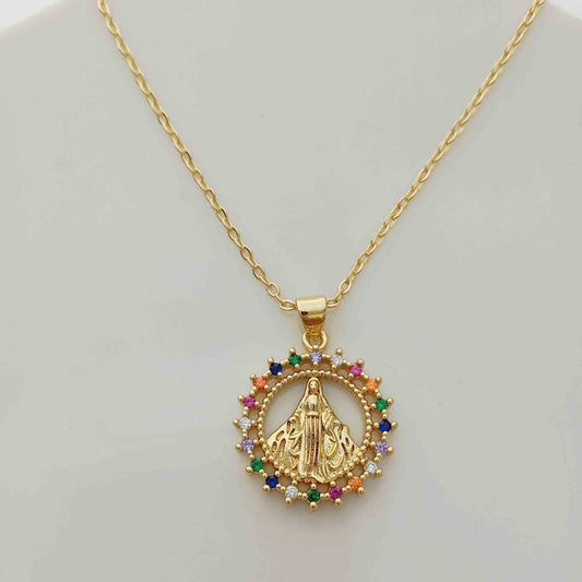 Collar Bañado en Oro Virgen de Rayo Circones Colores 45cm