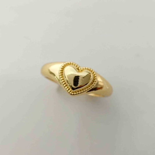Anillo Bañado Oro Corazon Centro Ajustable