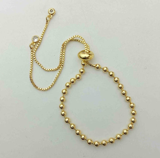 Pulsera Bañado en Oro Pelotita Ajustable 3mm