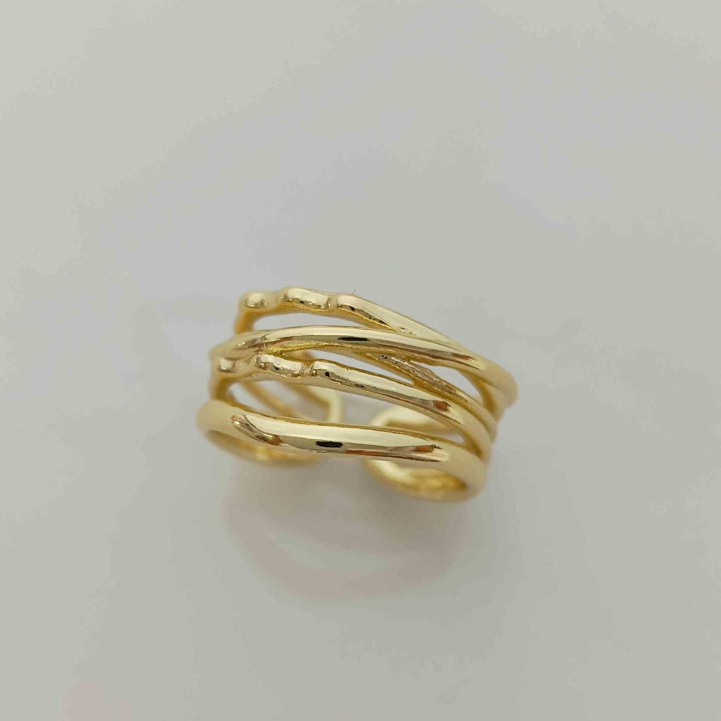 Anillo Bañado Oro Cruzado en Lineas Ajustable